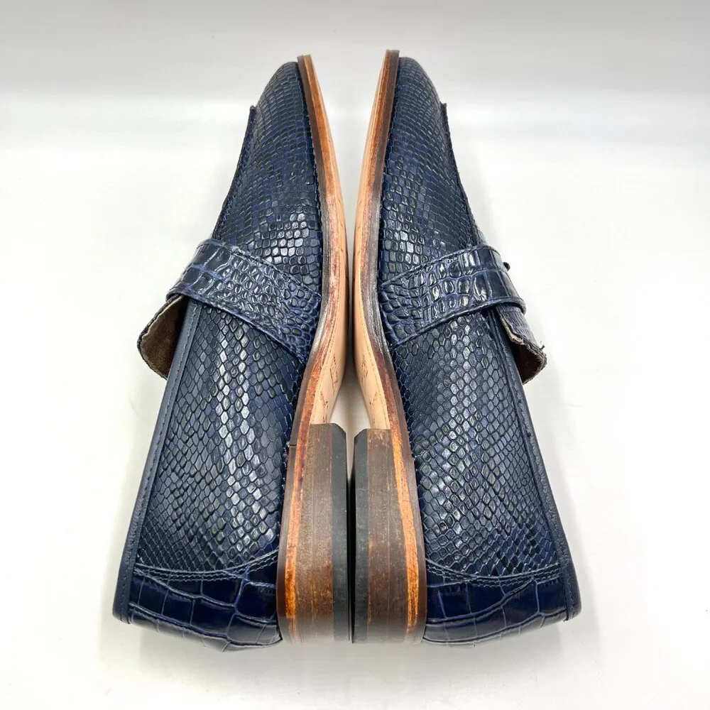 Stacy Adams Mens Size 9 Pacetti Snake Croc Blue Leather Tassel‎ Loafers Shoes